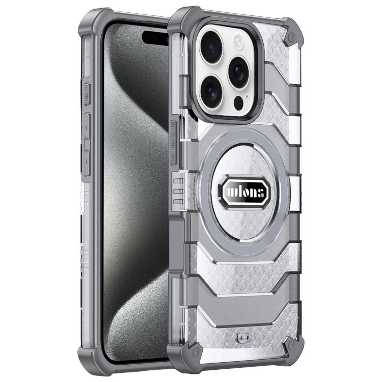 For iPhone 15 Pro Max wlons Explorer Series PC Hybrid TPU MagSafe Magnetic Case(Grey)