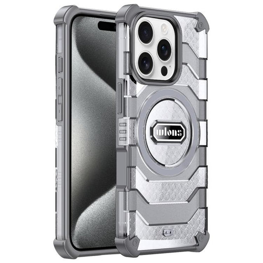 For iPhone 15 Pro Max wlons Explorer Series PC Hybrid TPU MagSafe Magnetic Case(Grey)