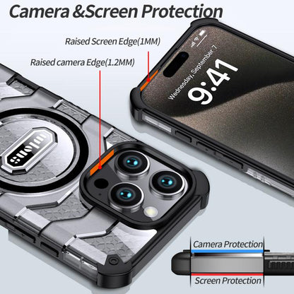 Pour iPhone 15 Pro Max, coque magnétique MagSafe hybride PC TPU wlons Explorer Series (noir)
