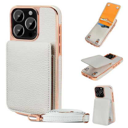 Pour iPhone 15 Pro Max VIETAO Étui de téléphone en PU avec texture litchi et lanière (Blanc)