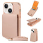 For iPhone 14 Plus VIETAO Litchi Texture Wallet PU Phone Case with Lanyard(Pink)