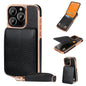 Pour iPhone 16 Pro Max VIETAO Housse de téléphone en PU avec texture litchi et cordon (Noir)
