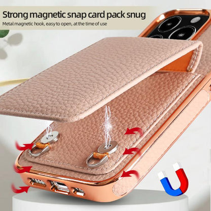 For iPhone 14 Plus VIETAO Litchi Texture Wallet PU Phone Case with Lanyard(Pink)
