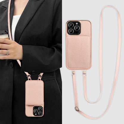 For iPhone 14 Pro Max VIETAO Litchi Texture Wallet PU Phone Case with Lanyard(Black)