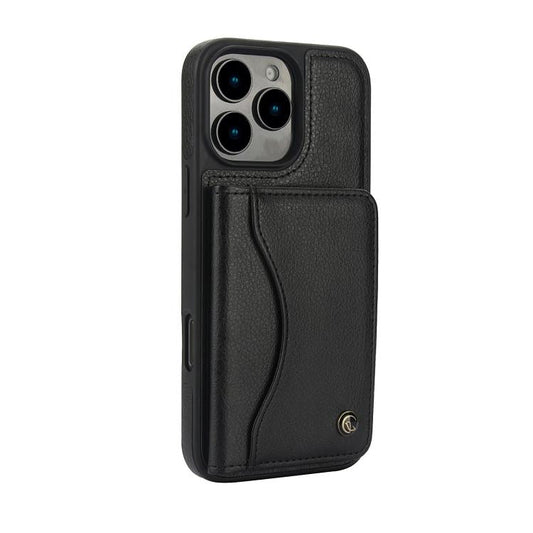 For iPhone 16 Pro Max AwQuer Horizontal Flip Card Bag Holder Leather Phone Case(Black)