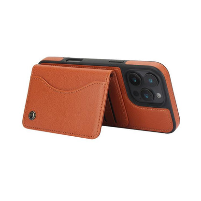 For iPhone 16 Pro Max AwQuer Horizontal Flip Card Bag Holder Leather Phone Case(Brown)