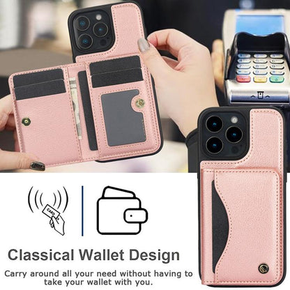 For iPhone 16 Pro Max AwQuer Horizontal Flip Card Bag Holder Leather Phone Case(Rose Gold)