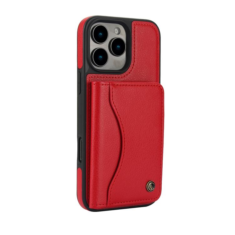 For iPhone 16 Pro Max AwQuer Horizontal Flip Card Bag Holder Leather Phone Case(Red)