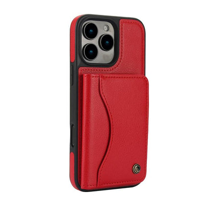 For iPhone 16 Pro AwQuer Horizontal Flip Card Bag Holder Leather Phone Case(Red)