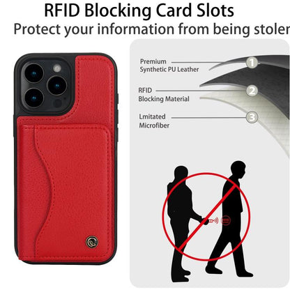 For iPhone 16 Pro AwQuer Horizontal Flip Card Bag Holder Leather Phone Case(Red)