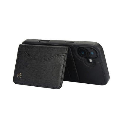 For iPhone 16 Plus AwQuer Horizontal Flip Card Bag Holder Leather Phone Case(Black)