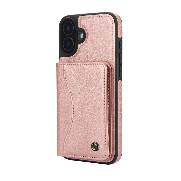 Pour iPhone 16 AwQuer Étui portefeuille à rabat horizontal en cuir (or rose)