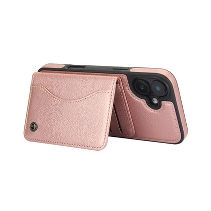 Pour iPhone 16 AwQuer Étui portefeuille à rabat horizontal en cuir (or rose)