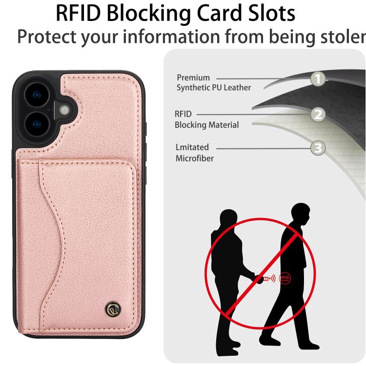 Pour iPhone 16 AwQuer Étui portefeuille à rabat horizontal en cuir (or rose)