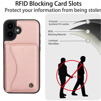Pour iPhone 16 AwQuer Étui portefeuille à rabat horizontal en cuir (or rose)