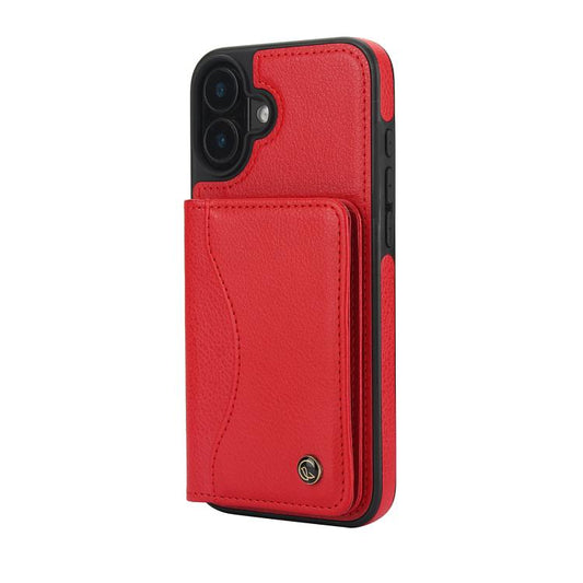 For iPhone 16 AwQuer Horizontal Flip Card Bag Holder Leather Phone Case(Red)