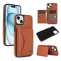 Pour iPhone 15 AwQuer Housse en Cuir à Rabat Horizontal avec Porte-Cartes (Marron)