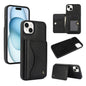 For iPhone 15 Plus AwQuer Horizontal Flip Card Bag Holder Leather Phone Case(Black)