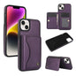 Pour iPhone 14 Plus AwQuer Horizontal Flip Card Bag Holder Étui de Téléphone en Cuir (Violet Foncé)