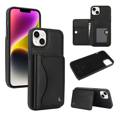 For iPhone 14 / 13 AwQuer Horizontal Flip Card Bag Holder Leather Phone Case(Black)