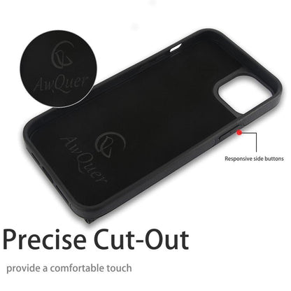 For iPhone 14 / 13 AwQuer Horizontal Flip Card Bag Holder Leather Phone Case(Black)