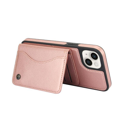 For iPhone 14 / 13 AwQuer Horizontal Flip Card Bag Holder Leather Phone Case(Rose Gold)