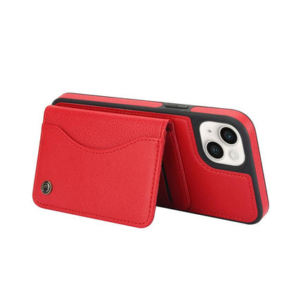 For iPhone 14 / 13 AwQuer Horizontal Flip Card Bag Holder Leather Phone Case(Red)