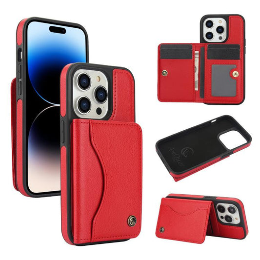 Pour iPhone 14 Pro AwQuer Étui en cuir avec porte-cartes à rabat horizontal (rouge)