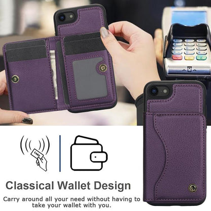 For iPhone 7 / 8 / SE 2022 AwQuer Horizontal Flip Card Bag Holder Leather Phone Case(Dark Purple)