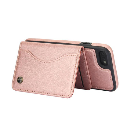 For iPhone 7 / 8 / SE 2022 AwQuer Horizontal Flip Card Bag Holder Leather Phone Case(Rose Gold)