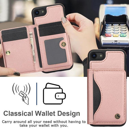For iPhone 7 / 8 / SE 2022 AwQuer Horizontal Flip Card Bag Holder Leather Phone Case(Rose Gold)