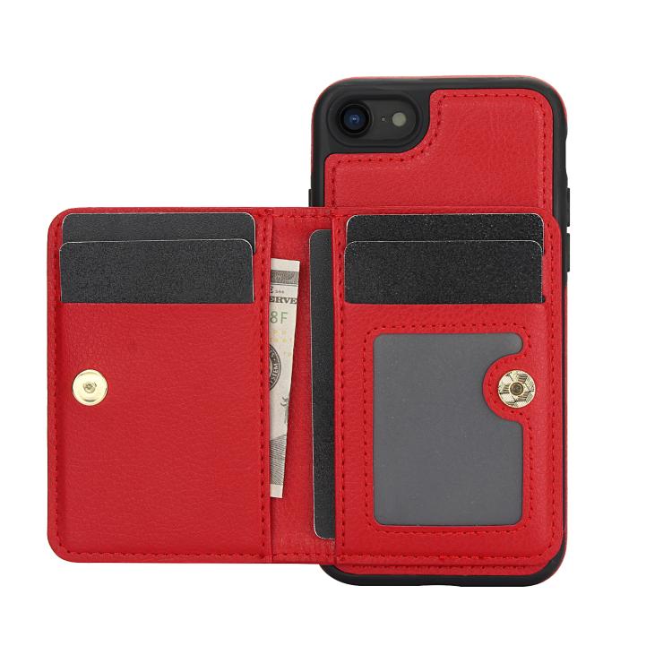 For iPhone 7 / 8 / SE 2022 AwQuer Horizontal Flip Card Bag Holder Leather Phone Case(Red)