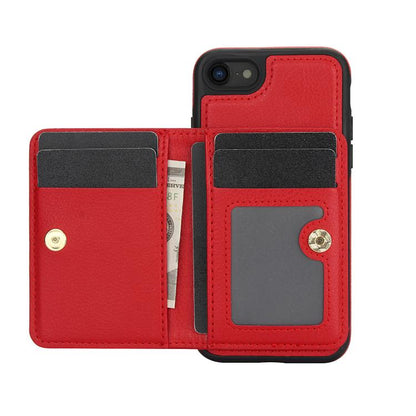 For iPhone 7 / 8 / SE 2022 AwQuer Horizontal Flip Card Bag Holder Leather Phone Case(Red)