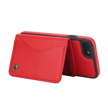 For iPhone 7 / 8 / SE 2022 AwQuer Horizontal Flip Card Bag Holder Leather Phone Case(Red)