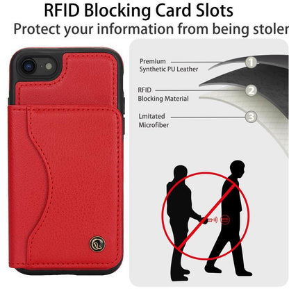 For iPhone 7 / 8 / SE 2022 AwQuer Horizontal Flip Card Bag Holder Leather Phone Case(Red)