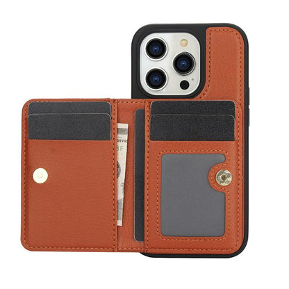 For iPhone 13 Pro Max AwQuer Horizontal Flip Card Bag Holder Leather Phone Case(Brown)