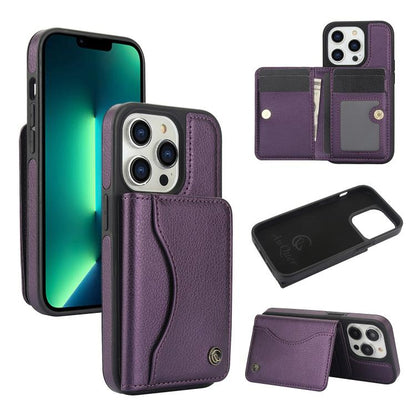Pour iPhone 13 Pro Étui en Cuir avec Rabat Horizontal et Porte-Cartes AwQuer (Violet Foncé)
