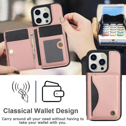 For iPhone 13 Pro AwQuer Horizontal Flip Card Bag Holder Leather Phone Case(Rose Gold)