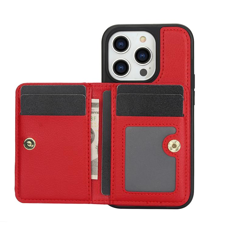 For iPhone 13 Pro AwQuer Horizontal Flip Card Bag Holder Leather Phone Case(Red)
