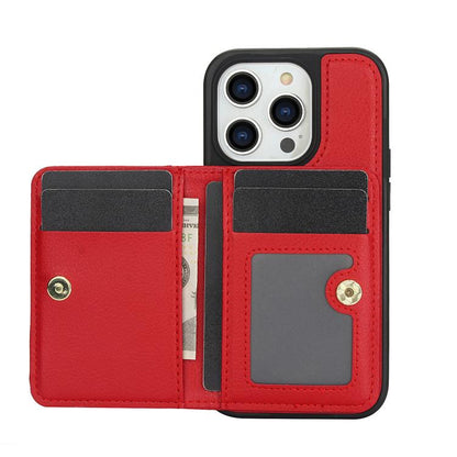 For iPhone 13 Pro AwQuer Horizontal Flip Card Bag Holder Leather Phone Case(Red)