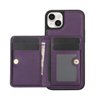 For iPhone 12 / 12 Pro AwQuer Horizontal Flip Card Bag Holder Leather Phone Case(Dark Purple)