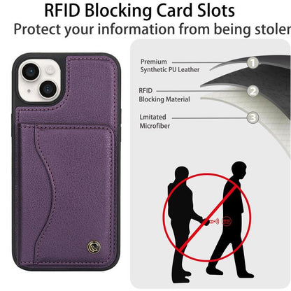 For iPhone 12 / 12 Pro AwQuer Horizontal Flip Card Bag Holder Leather Phone Case(Dark Purple)
