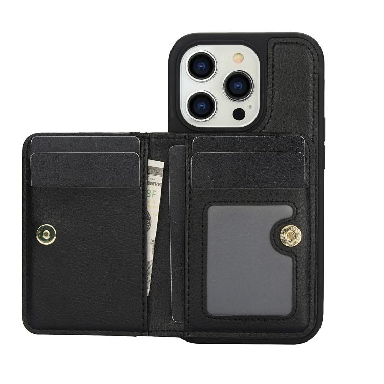 For iPhone 12 Pro Max AwQuer Horizontal Flip Card Bag Holder Leather Phone Case(Black)