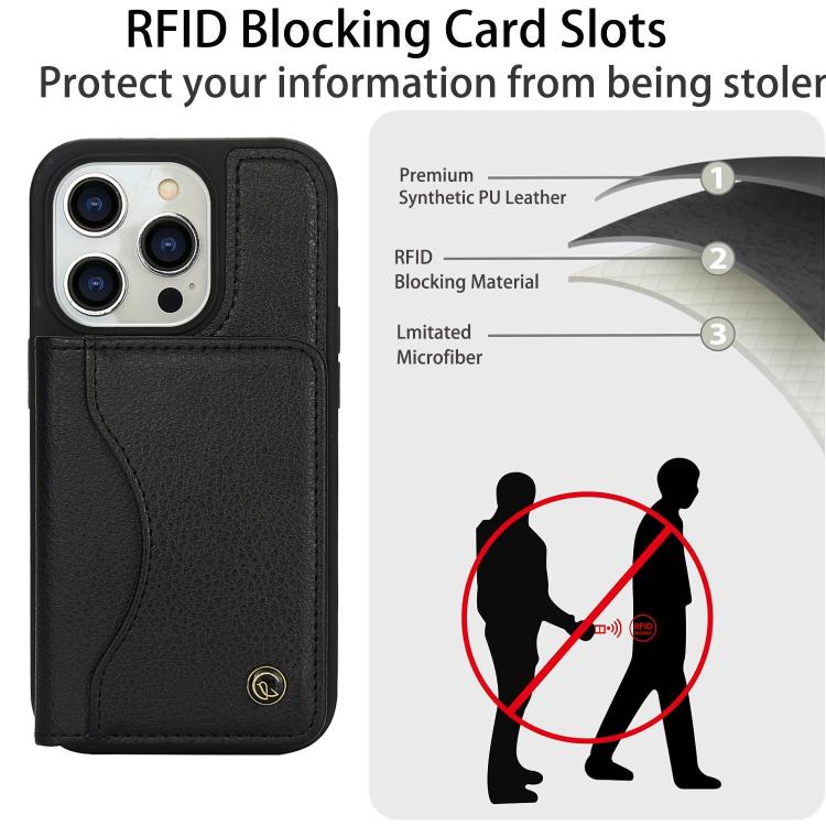 For iPhone 12 Pro Max AwQuer Horizontal Flip Card Bag Holder Leather Phone Case(Black)