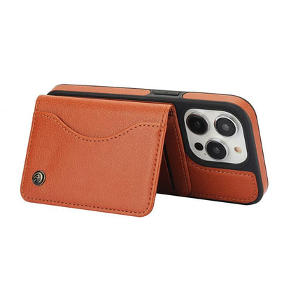 For iPhone 12 Pro Max AwQuer Horizontal Flip Card Bag Holder Leather Phone Case(Brown)