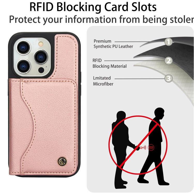 For iPhone 12 Pro Max AwQuer Horizontal Flip Card Bag Holder Leather Phone Case(Rose Gold)