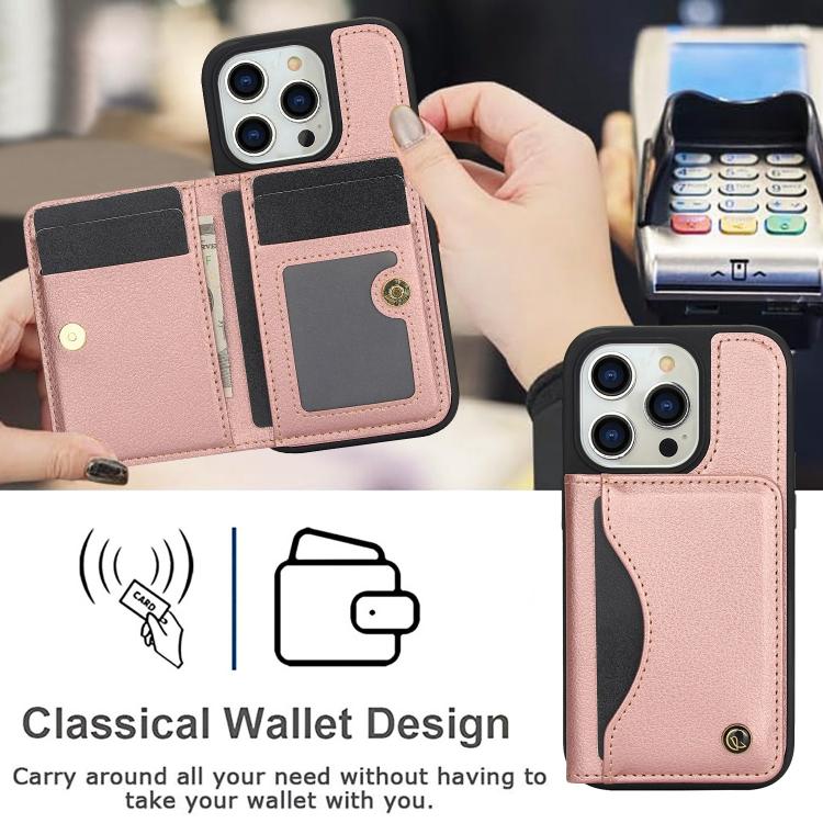 For iPhone 12 Pro Max AwQuer Horizontal Flip Card Bag Holder Leather Phone Case(Rose Gold)