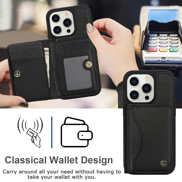 For iPhone 11 Pro Max AwQuer Horizontal Flip Card Bag Holder Leather Phone Case(Black)