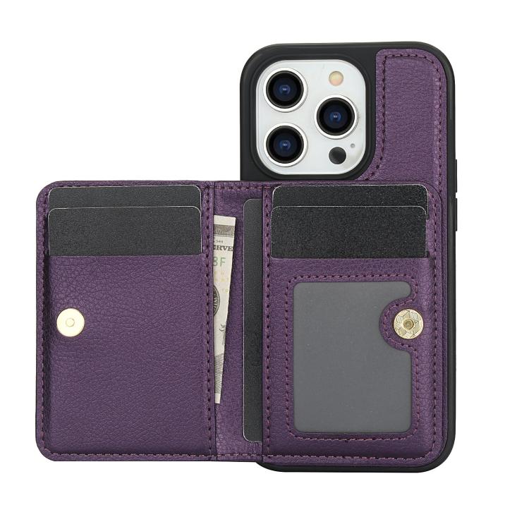 For iPhone 11 Pro Max AwQuer Horizontal Flip Card Bag Holder Leather Phone Case(Dark Purple)