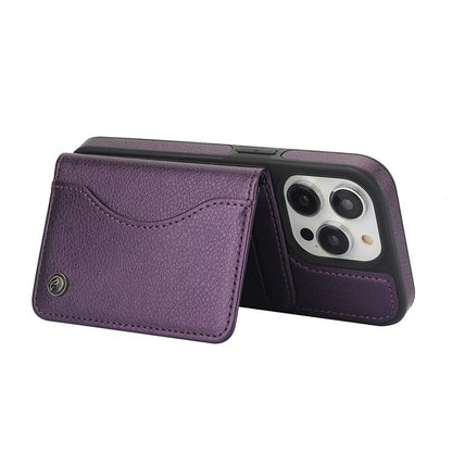 For iPhone 11 Pro Max AwQuer Horizontal Flip Card Bag Holder Leather Phone Case(Dark Purple)